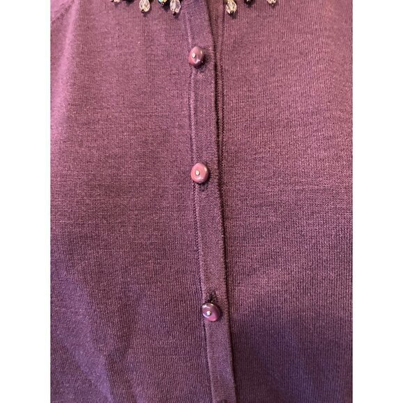 Judith Hart Collection Women's Large Purple Cardigan Jewel Collar Silk Blend - Picture 7 of 9